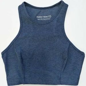 Outdoor Voices Small Athena Blue High Neck Racer Back Crop Top
